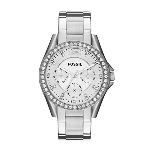 Fossil Women's Riley Quartz Stainless Steel Chronograph Watch, Color: Silver (Model: ES3202)