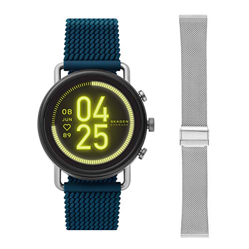Skagen Touchscreen & Men's 22mm Stainless Steel Mesh Watch Band, Silver-Tone