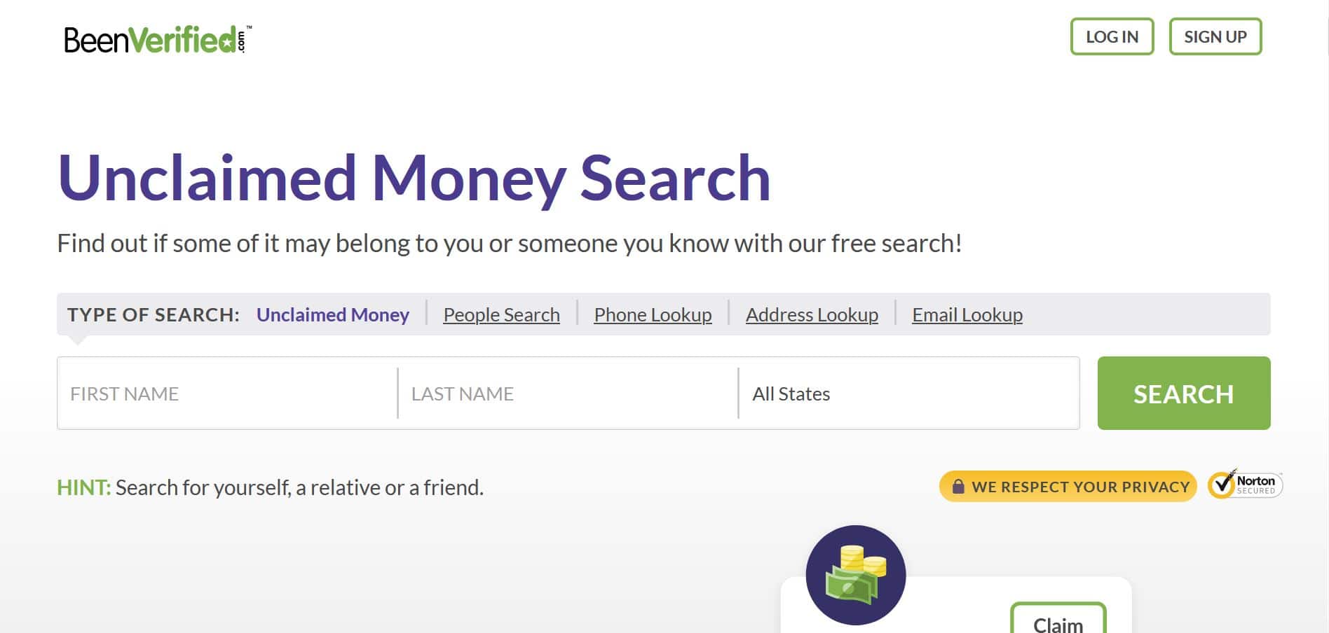 beenverified unclaimed money